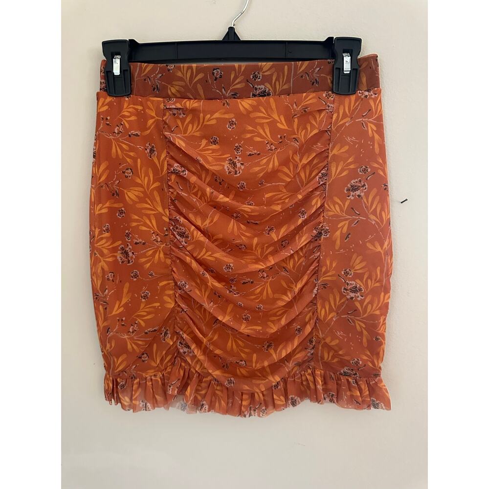 Free People Romi Mesh Skirt XS Fall Boho Pleated Festival